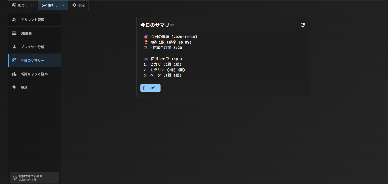 最近のサマリー