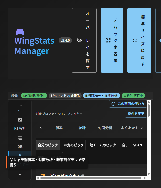 キャラ別統計セクション